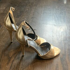 Call It Spring Metallic Gold Ankle-Strap Stiletto Heels